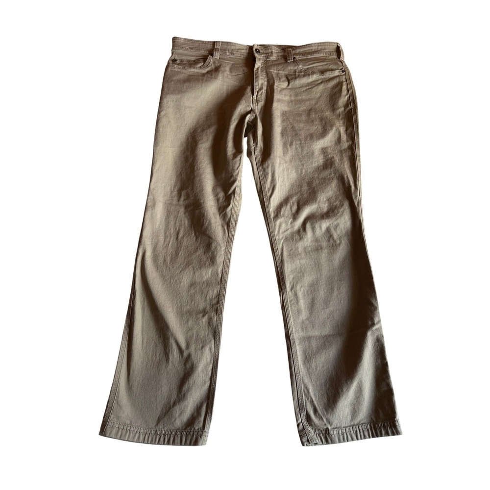 Duluth Trading Co Flex Fire Hose Slim Fit Pants Mens 38x32 Khaki Tan Canvas Work